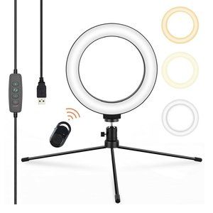 JEEMAX 6" LED Ring Light Kit with Stand Dimmable 6000K For Makeup Phone Camera